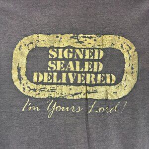 Hanes Fifty-Fifty Mens Signed Sealed Delivered T-Shirt Size XL Black & Gold